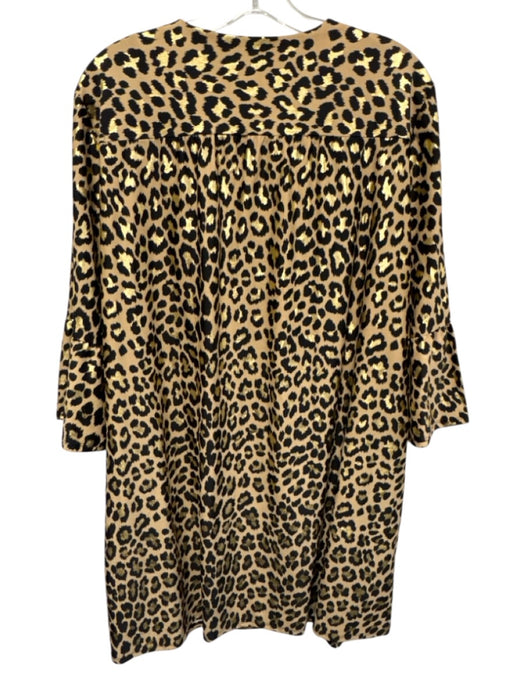 Jude Connally Size XL Beige, Black, Gold Nylon Blend V Neck Animal Print Dress Beige, Black, Gold / XL