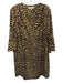 Jude Connally Size XL Beige, Black, Gold Nylon Blend V Neck Animal Print Dress Beige, Black, Gold / XL