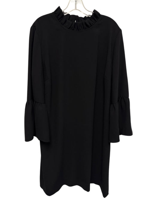 J Crew Size 18 Black Polyester Ruffle Neck 3/4 Trumpet Sleeve Shift Dress Dress Black / 18