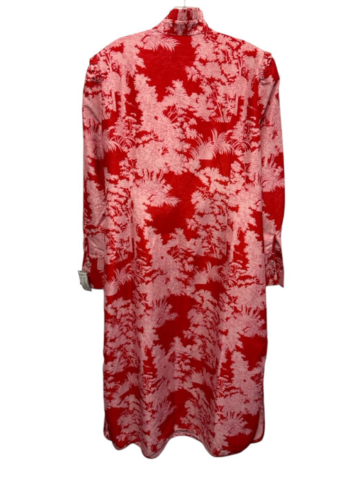 Tuckernuck Size XXL Red & Pink Polyester Ruffle Neck Tree Print Midi Dress Red & Pink / XXL
