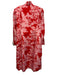 Tuckernuck Size XXL Red & Pink Polyester Ruffle Neck Tree Print Midi Dress Red & Pink / XXL