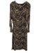 SSYS Size XL Beige, Brown, Black Polyester Tiger Stripe Long Sleeve Dress Beige, Brown, Black / XL