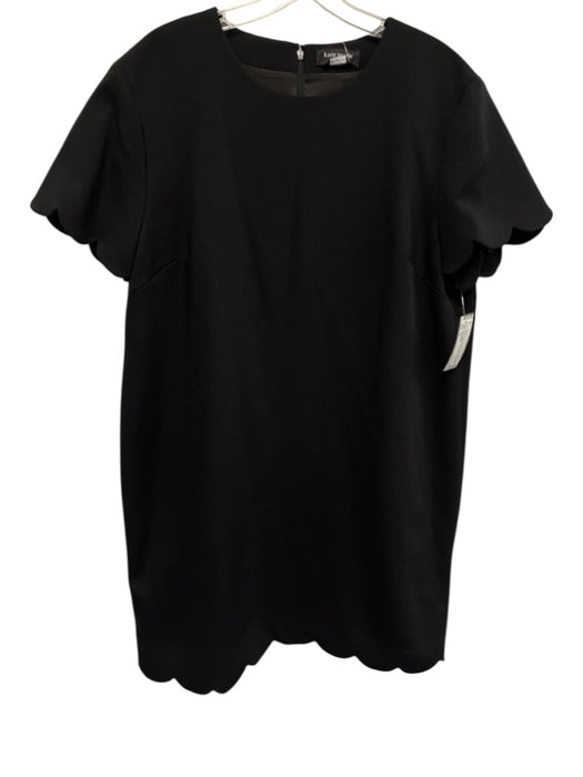 Kate Spade Size 16 Black Polyester Scalloped Edge Round Neck Knee Length Dress Black / 16