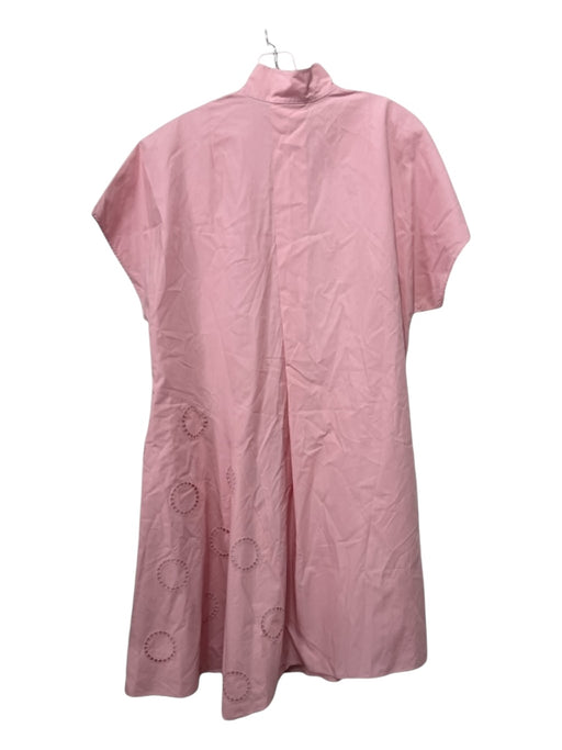 Akris Punto Size 10 Pink Cotton Eyelit Fabric Cap Sleeve Button Dress Pink / 10