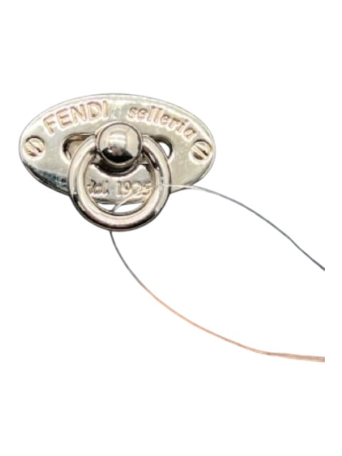 Fendi Black & Brown Pebbled Leather Colorblock Turnlock Clutch Bag Black & Brown / Small