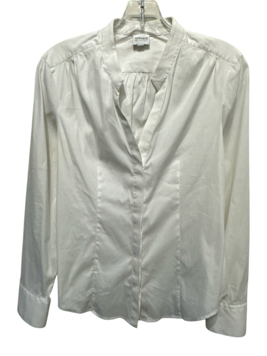 Armani Collezioni Size M / 8 White No Fabric Tag Long Sleeve Stand Collar Top White / M / 8