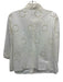 Akris Punto Size L Cream White Cotton 3/4 Sleeve Eyelet Circle Button Down Top Cream White / L