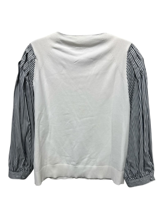 Veronica Beard Size L White, Black & Gray Viscose & Cotton Blend Striped Top White, Black & Gray / L