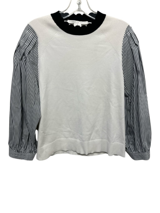 Veronica Beard Size L White, Black & Gray Viscose & Cotton Blend Striped Top White, Black & Gray / L