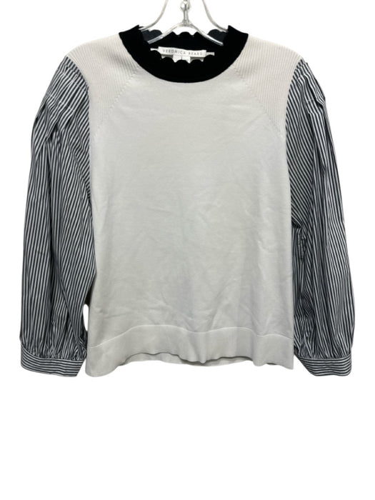 Veronica Beard Size L White, Black & Gray Viscose & Cotton Blend Striped Top White, Black & Gray / L