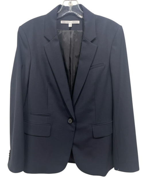Veronica Beard Size M / 10 Dark Navy Blue Wool Blend Flap Pocket Blazer Jacket Dark Navy Blue / M / 10