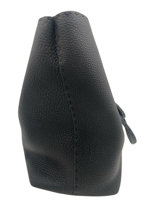 Fendi Black Leather Pebbled Double Handle Whipstich Detail Tote Bag Black / M
