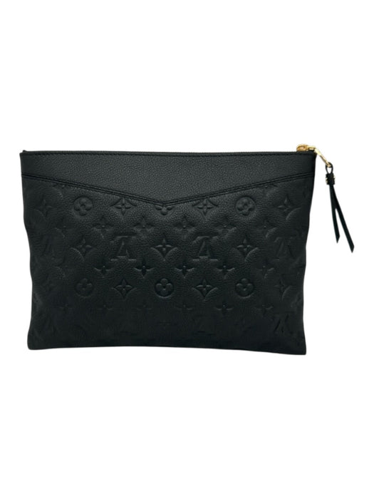 Louis Vuitton Black Grained Leather Monogram Empreinte Gold Tone Hardware Bag Black / XS