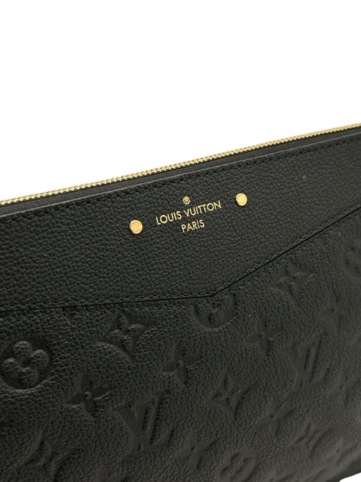 Louis Vuitton Black Grained Leather Monogram Empreinte Gold Tone Hardware Bag Black / XS