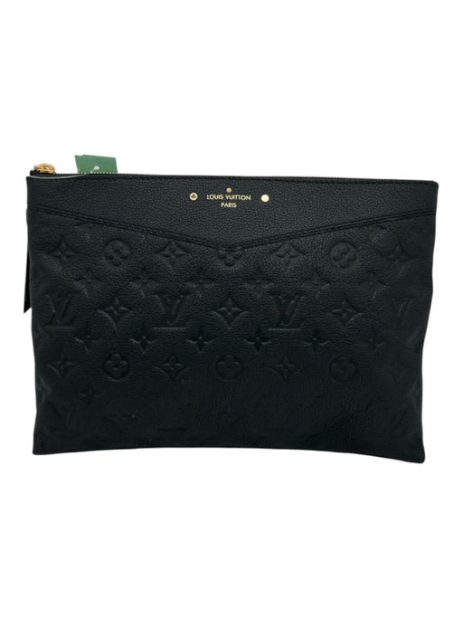 Louis Vuitton Black Grained Leather Monogram Empreinte Gold Tone Hardware Bag Black / XS