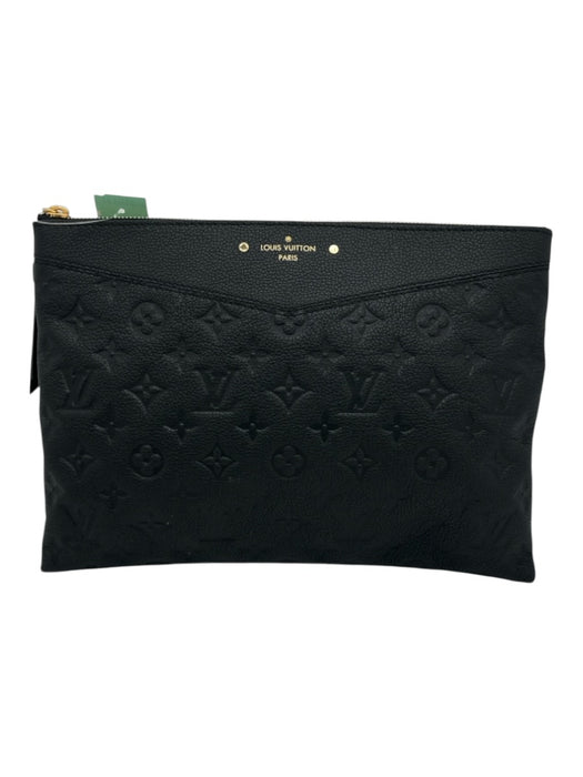 Louis Vuitton Black Grained Leather Monogram Empreinte Gold Tone Hardware Bag Black / XS