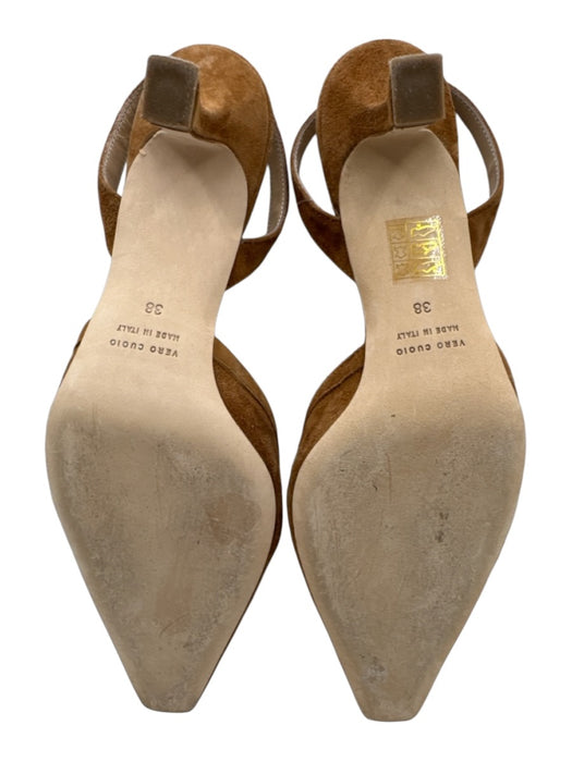 Ann Mashburn Shoe Size 38 Tan Brown Suede Pointed Toe Slingback Pumps Tan Brown / 38