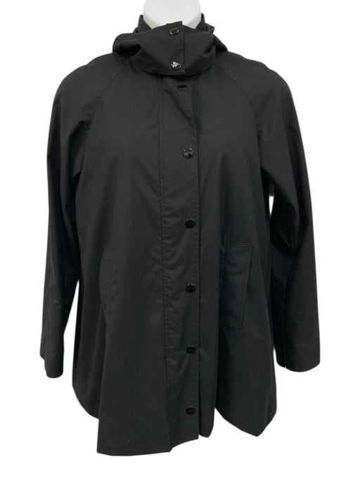 Burberry Size 8 Black Wool Detachable Hood Button & Zip Front Pockets Jacket Black / 8