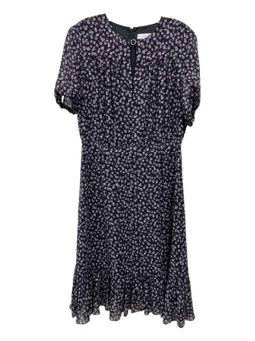 Altuzarra Size 42 Black & Purple Silk & Polyester Metallic Thread Floral Dress Black & Purple / 42