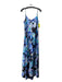 Ann Mashburn Size Large Blue, Purple, Black Polyester Spaghetti Strap Maxi Dress Blue, Purple, Black / Large