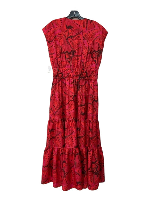 Derek Lam 10 Crosby Size 10 Red, Pink, Brown Sleeveless Abstract Print Dress Red, Pink, Brown / 10