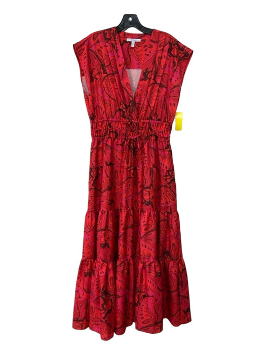 Derek Lam 10 Crosby Size 10 Red, Pink, Brown Sleeveless Abstract Print Dress Red, Pink, Brown / 10