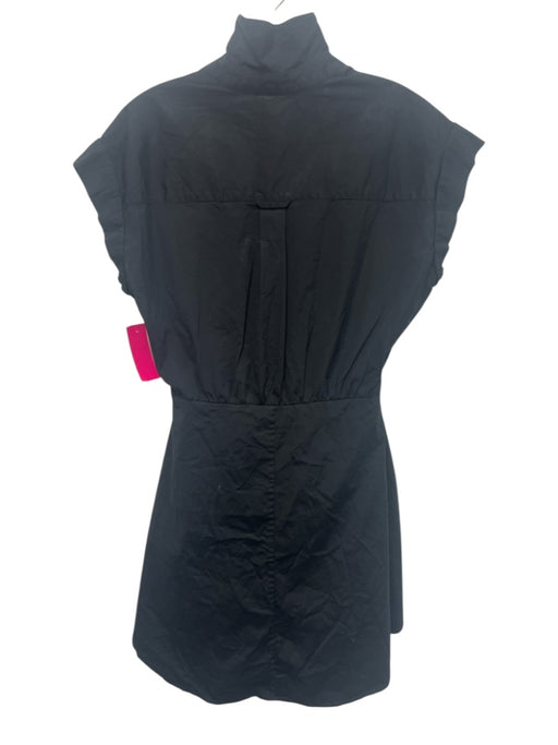 Veronica Beard Size 4 Black Cotton Blend Tie Waist Button Front Sleeveless Dress Black / 4