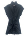 Veronica Beard Size 4 Black Cotton Blend Tie Waist Button Front Sleeveless Dress Black / 4
