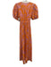 XiRENA Size M Orange & Pink Cotton V Neck Floral Print Puff Shoulder Dress Orange & Pink / M