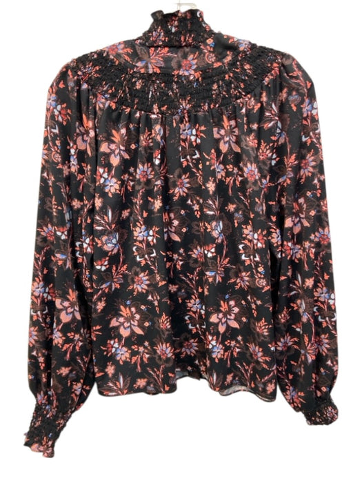 Derek Lam Collective Size 46 Black & Multi Polyester floral print smocked Top Black & Multi / 46