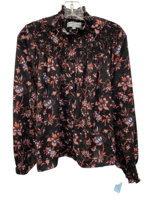 Derek Lam Collective Size 46 Black & Multi Polyester floral print smocked Top Black & Multi / 46