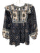 Cleobella Size M Black & Multi Cotton Tassel Tie Keyhole Back Top Black & Multi / M
