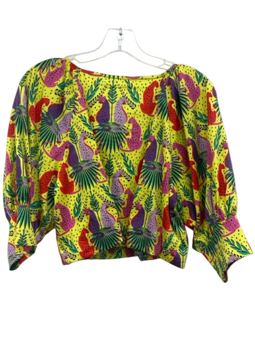 Emily McCarthy Size XS Yellow & Multi Cotton Printed Wide Neck Mini Short Set Yellow & Multi / XS