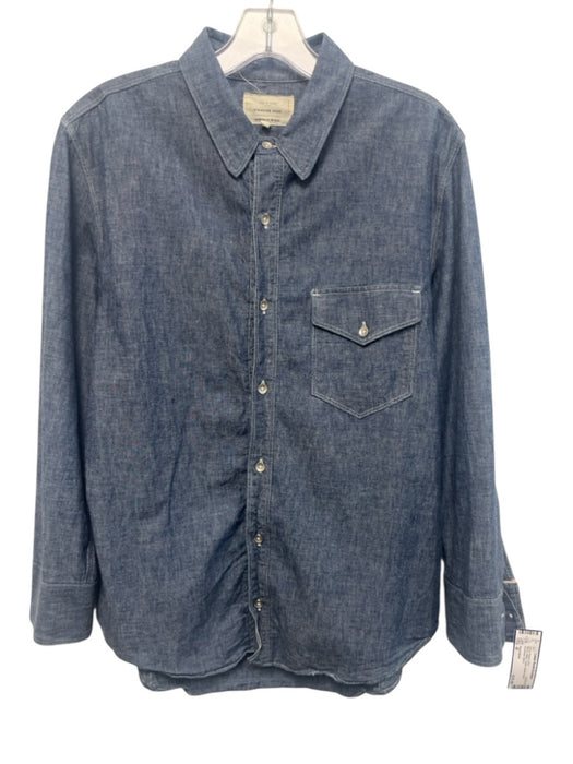 Rag & Bone Size M Blue & White Cotton Button Down Men's Long Sleeve Shirt Blue & White / M