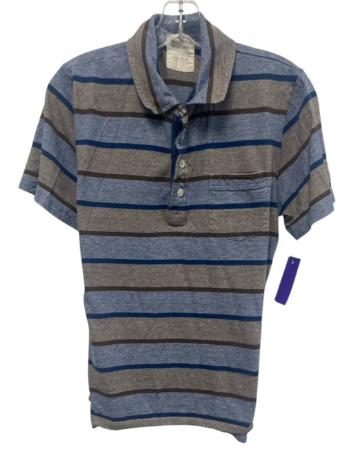Billy Reid Size M Brown & Blue Cotton Striped Polo Men's Short Sleeve Brown & Blue / M