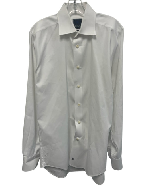 David Donahue Size 16 White Cotton Solid Button Down Men's Long Sleeve Shirt White / 16