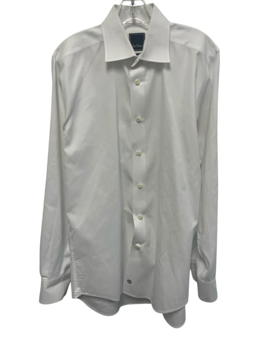 David Donahue Size 16 White Cotton Solid Button Down Men's Long Sleeve Shirt White / 16