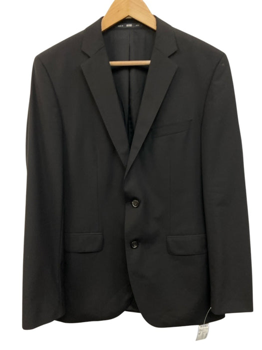 Boss Black Virgin Wool Solid 2 Button Men's Suit Black / 38R