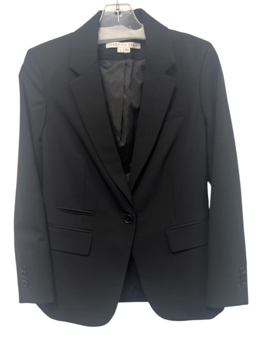 Veronica Beard Size 2 Black Cotton & Polyester 1 Button Blazer Jacket Black / 2