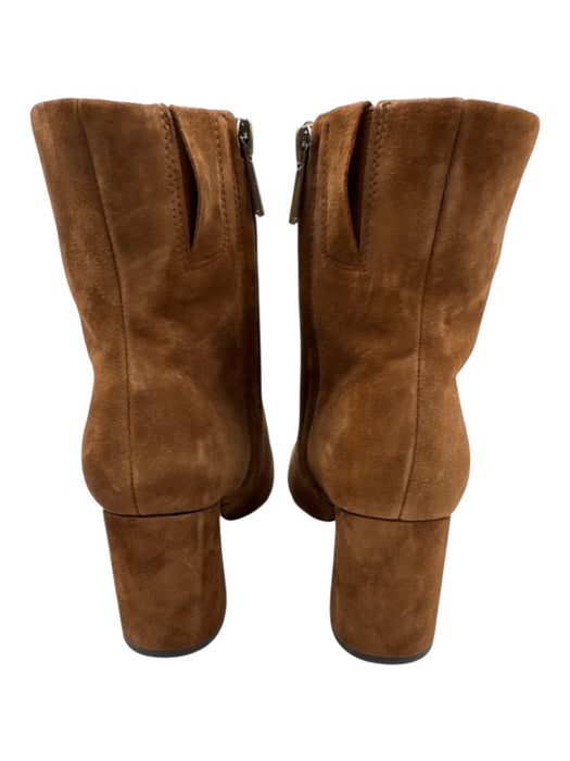 Sam Edelman Shoe Size 6.5 Brown Leather Suede Side Zip Square Toe Booties Brown / 6.5