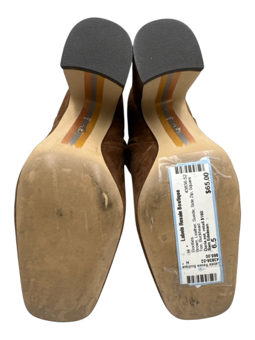 Sam Edelman Shoe Size 6.5 Brown Leather Suede Side Zip Square Toe Booties Brown / 6.5