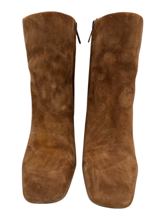 Sam Edelman Shoe Size 6.5 Brown Leather Suede Side Zip Square Toe Booties Brown / 6.5