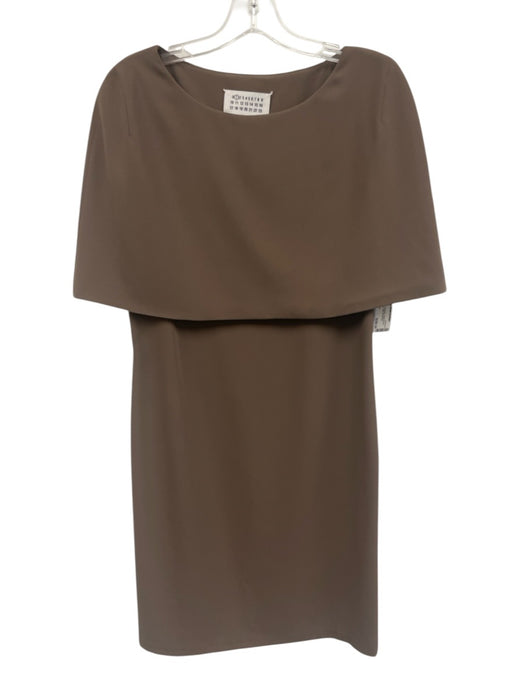 Maison Margiela Size 42 Taupe Brown Polyester Cape Midi Dress Taupe Brown / 42