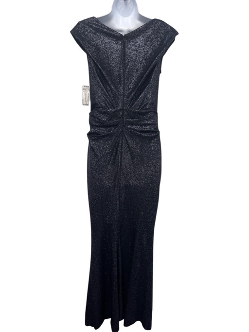 Talbot Runhof Size 6 Navy Blue Cupro Blend Sleeveless Metallic Thread Gown Navy Blue / 6