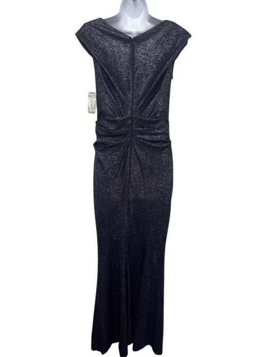 Talbot Runhof Size 6 Navy Blue Cupro Blend Sleeveless Metallic Thread Gown Navy Blue / 6