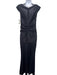 Talbot Runhof Size 6 Navy Blue Cupro Blend Sleeveless Metallic Thread Gown Navy Blue / 6