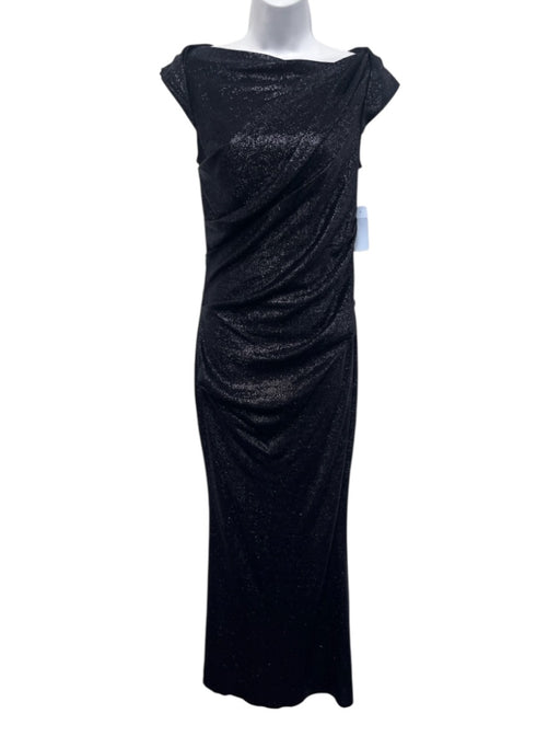 Talbot Runhof Size 6 Navy Blue Cupro Blend Sleeveless Metallic Thread Gown Navy Blue / 6