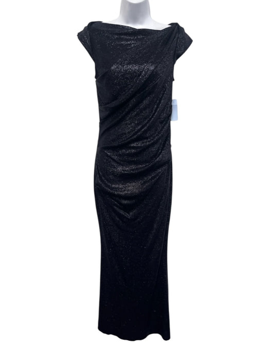 Talbot Runhof Size 6 Navy Blue Cupro Blend Sleeveless Metallic Thread Gown Navy Blue / 6