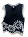 Elie Tahari Size M Black & White Linen Blend Embroidered Flower Sleeveless Top Black & White / M