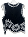 Elie Tahari Size M Black & White Linen Blend Embroidered Flower Sleeveless Top Black & White / M